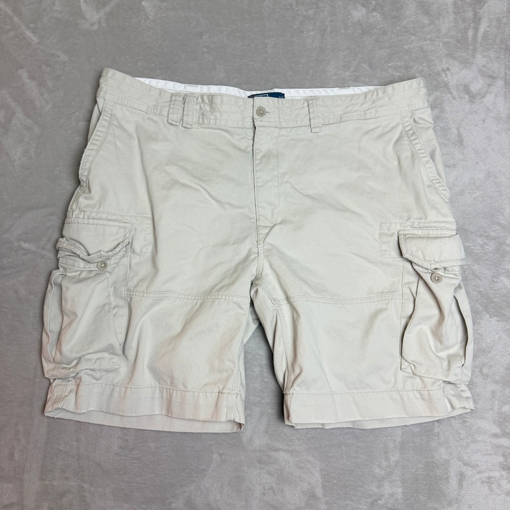 VTG Polo Ralph Lauren Classic Cargo Shorts Mens 46B Beige Utility Preppy EUC